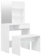 Toaletki - Nowoczesna toaletka z lustrem i stołkiem biały połysk D0-B85 - miniaturka - grafika 1