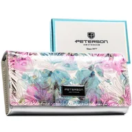 Portfele - Portfel damski skórzany poziomy duży elegancki ze skóry naturalnej z ochroną kart RFID wielokolorowy - miniaturka - grafika 1