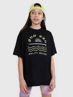 Koszulki dla dziewczynek - 4F T-shirt oversize z nadrukiem dziewczęcy - czarny 122 (6-7 lat) - miniaturka - grafika 1