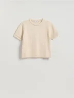 Swetry damskie - Reserved - Sweter z krótkim rękawem - beżowy - miniaturka - grafika 1