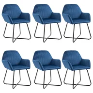 Krzesła - vidaXL Krzesła stołowe, 6 szt., niebieskie, aksamitne - miniaturka - grafika 1