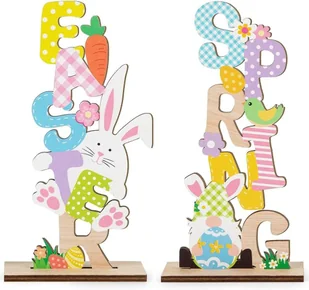 Tabliczki dekoracyjne na stół wielkanocne drewniane 18cm 2szt - Tablice i flipcharty - miniaturka - grafika 1
