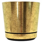 Donice - 32 cm wzór STARE ZŁOTO * Doniczka z podstawką * klasyczna * elegancka * rustykalna * z połyskiem * z drenażem * duża szeroka donica - miniaturka - grafika 1