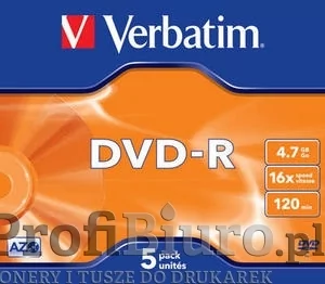 Płyty Verbatim DVD-R 4,7GB 16x - Jewel Case- 5szt.- Matt Silver - Nośniki danych - miniaturka - grafika 1