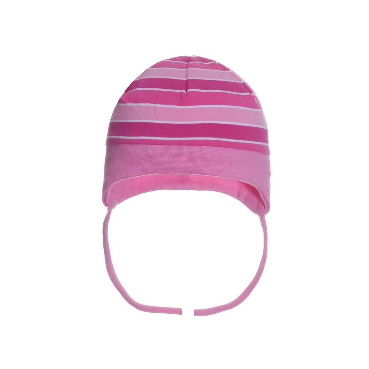 Niemowlęca czapka bawełniana w paski różowa Ambra r.46/48