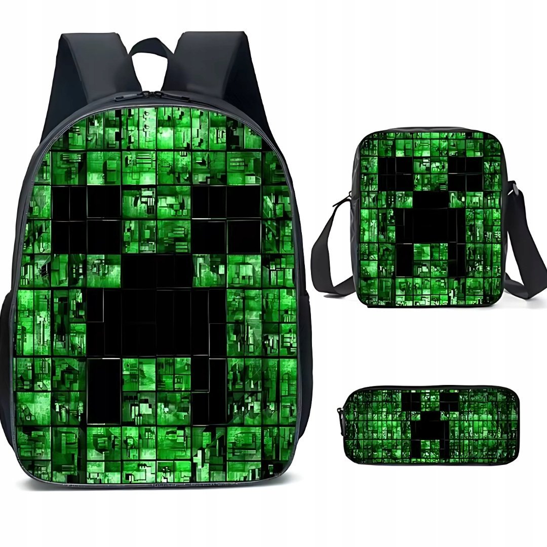 Minecraft Plecak Szkolny Piórnik i Lunch Box dla Dzieci Tornister Szkolny