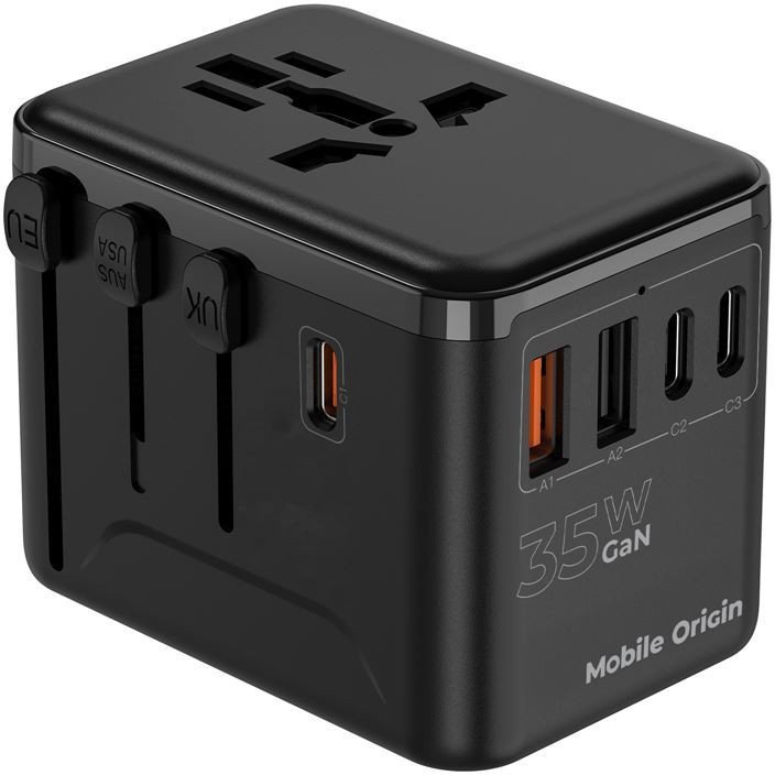 Mobile Origin GaN 35W Travel Adapter PW4 EU/UK/US/AUS, 3x USB-C + 2x USB-A