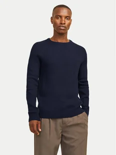 Jack&Jones Sweter Pannel 12258471 Granatowy Regular Fit - Swetry męskie - miniaturka - grafika 1