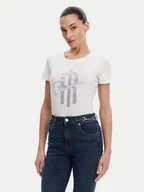 Koszulki i topy damskie - Fracomina T-Shirt FP25ST3002J449N5 Biały Slim Fit - miniaturka - grafika 1