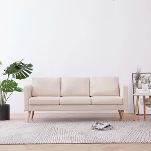 vidaXL vidaXL Sofa 3-osobowa, materiałowa, kremowa - Sofy i kanapy - miniaturka - grafika 1