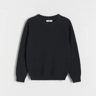 Bluzy dla chłopców - Reserved - Strukturalny sweter z bawełną - Czarny - miniaturka - grafika 1