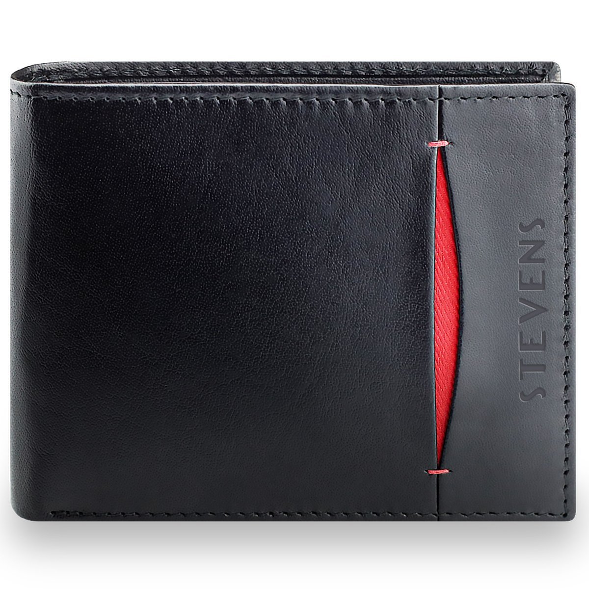 Portfel Męski STEVENS Skórzany 100% Skóra Naturalna Ochrona RFID Poziomy Czarny PREMIUM