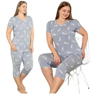 Piżamy damskie - PIŻAMA DAMSKA WISKOZA Z WISKOZY KRÓTKI RĘKAW SPODNIE 3/4 ELEGANCKA LETNIA KOBIECA WYGODNA 3XL - miniaturka - grafika 1