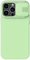 Etui i futerały do telefonów - Nillkin CamShield Silky Silicone Case etui iPhone 14 Pro Max pokrowiec z osłoną na aparat zielony - miniaturka - grafika 1