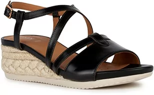 Geox Damskie sandały D Ischia Corda espadryle Wedge Sandal, czarne, 39 EU, czarny, 39 eu - Espadryle damskie - miniaturka - grafika 1