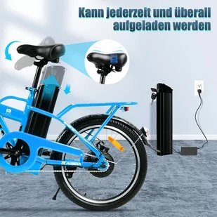 KAISDA K7S Electric Bike 20x1.95 inch Tire 36V 350W Motor 25-28km/h Max Speed 12.5Ah Battery 45-75km Range 120kgLoadBlue - Rowery elektryczne - miniaturka - grafika 2