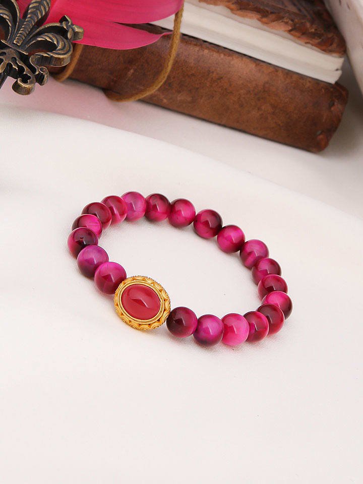 Pierres de Jade Pozłacana bransoletka z tygrysim okiem