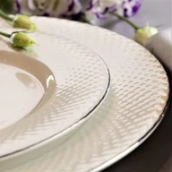 Serwisy obiadowe - Serwis obiadowy porcelanowy Komplet talerzy na 6 osób BARI PLATIN - miniaturka - grafika 1