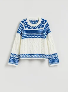 Reserved - Sweter z nordyckim wzorem - wielobarwny - Swetry damskie - miniaturka - grafika 1