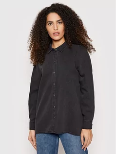 Koszule damskie - Vero Moda Koszula jeansowa Flora 10258235 Czarny Oversize - grafika 1