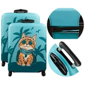 Akcesoria podróżnicze - 2x Pokrowiec na walizkę Sillar z motywem kota rozmiar M 62 x 43 x 27 cm - miniaturka - grafika 1