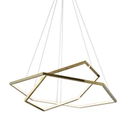 Lampy sufitowe - LED ring - Hexagon double gold - żyrandol 80cm sześciokąt złoty ring - miniaturka - grafika 1
