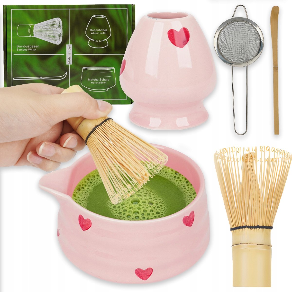 Zestaw Prezentowy 5SZT Do Herbaty Matcha Zestaw Do Parzenia Matchy Łyżka