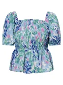 Bluzki damskie - Aygill's - Bluzka damska, niebieski|zielony|wielokolorowy - miniaturka - grafika 1
