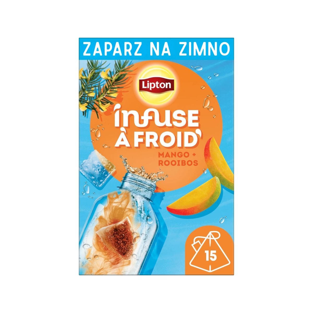 Lipton herbata ziołowa Cold Brew Mango i Rooibos bez cukru 15 piramidek 33g