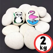 Zabawki kreatywne - KAMIENIE DO MALOWANIA BIAŁE OKRĄGŁE KAMYKI GŁADKIE KAMIENIA OTOCZAK 2KG - miniaturka - grafika 1