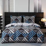 Pościel - Cotton World Pościel 160x200 3cz QM2734 szara wzór geometryczny bawełniana - miniaturka - grafika 1