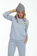 Bluzy damskie - BLUZA dresowa szara z żółtym lampasem - miniaturka - grafika 1