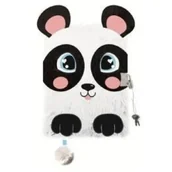 Szkolne artykuły papiernicze - Pamiętnik z kłódką A5/96K 3D włochacz Panda - miniaturka - grafika 1