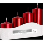 Świece - Świeca walec czerwona 4 szt. różne wysokości Bispol - miniaturka - grafika 1