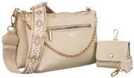 Torebki damskie - Dwuczęściowa listonoszka torba na ramię crossbody z portmonetkami ze skóry ekologicznej Rovicky, jasny beżowy - miniaturka - grafika 1