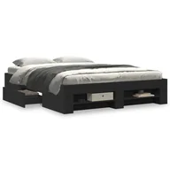 Łóżka - Rama łóżka, czarna, 150x200 cm, materiał drewnopochodny - miniaturka - grafika 1