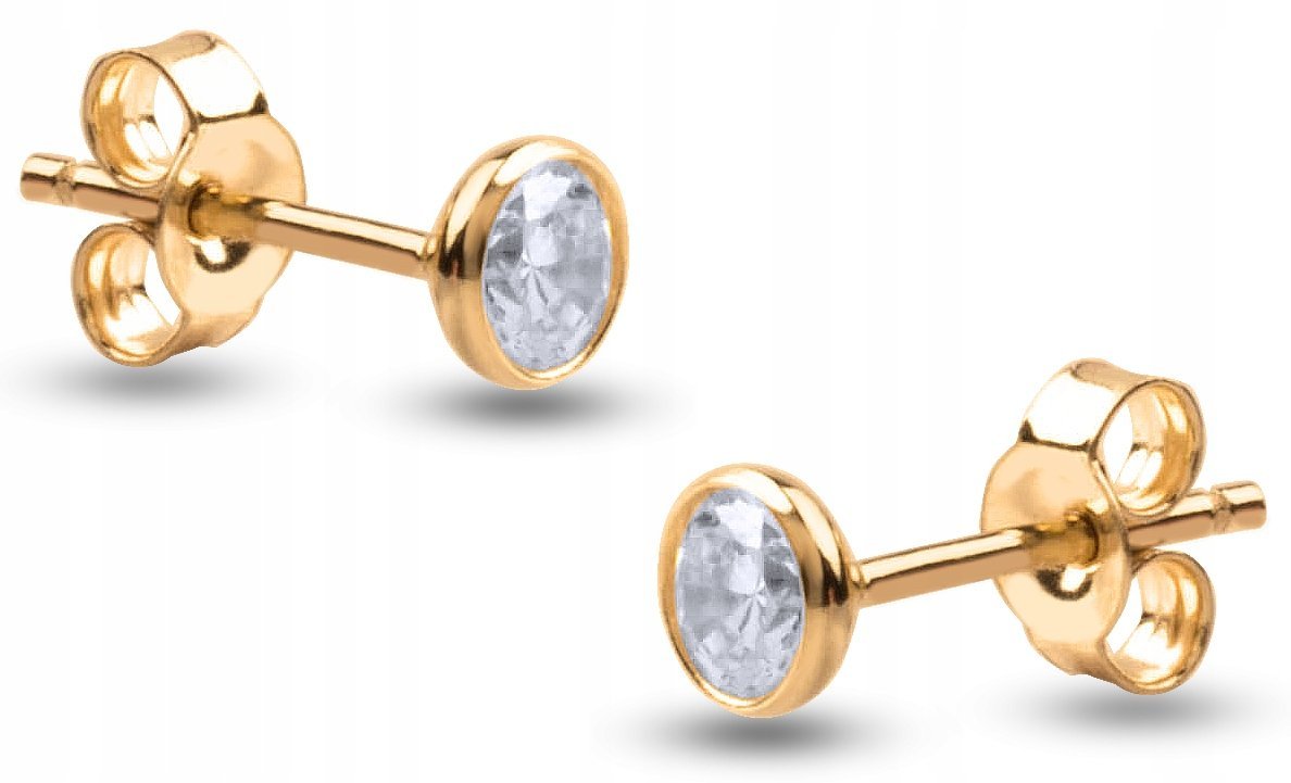 ZŁOTE KOLCZYKI NA SZTYFT CYRKONIA 333