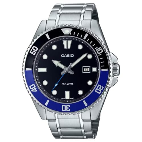 Casio Męski zegarek nurkowy - MDV-107D-1A2VDF wielokolorowa tarcza, srebrny pasek, Srebrny, Sport