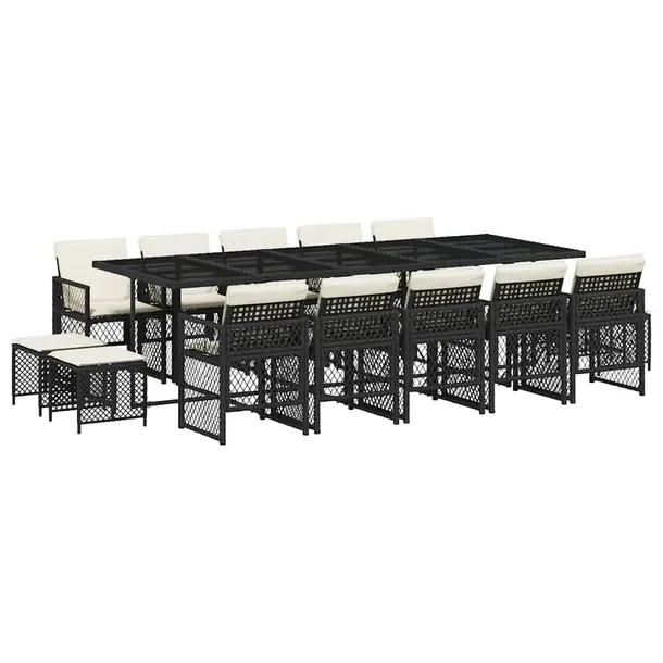 Zestaw Mebli Ogrodowych Rattan PE Czarny, 275x106x73 cm
