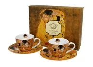 Filiżanki - Duo Filiżanki Do Espresso Porcelanowe Ze Spodkami Art Gallery By Gustav Klimt The Kiss Brązowe 110 Ml 2 Szt - miniaturka - grafika 1