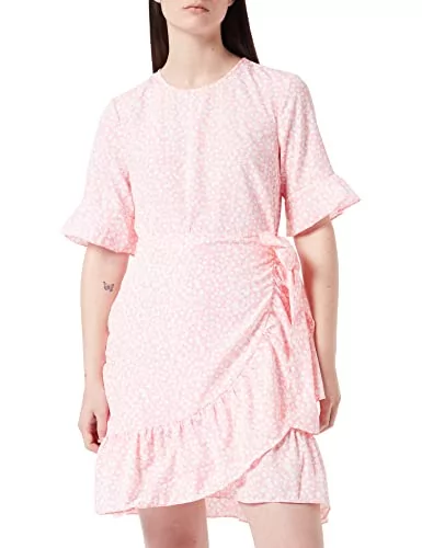 VERO MODA Sukienka damska VMHENNA i Dress O-Neck na Short geranium, 2/4 - opinie różowy, Ceny NOOS, XL