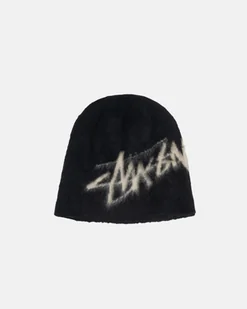 czarna czapka Stussy Skullcap Brushed Out Stock Black - Czapki damskie - miniaturka - grafika 1
