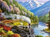 Zabawki kreatywne - Diamentowa Mozaika Pociąg W Górskiej Dolinie 30x40 - miniaturka - grafika 1
