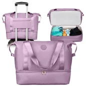 Torby podróżne - Torba damska sportowa torba podróżna 31L PETERSON lekka i pojemna regulacja rozmiaru uchwyt na walizkę wodoodporna - miniaturka - grafika 1