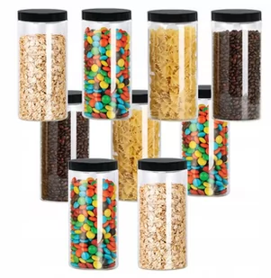 Pojemnik Słoik Plastikowy 1,5L Makaron Kasza Ryż 1500Ml X9Szt - Pojemniki kuchenne Pojemnik Słoik Plastikowy 1,5L Makaron Kasza Ryż 1500Ml X9Szt - Pojemniki kuchenne - miniaturka - grafika 1