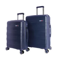 Walizki - Pułkownik Tapioca Walizki Zestaw - Zestaw Walizki Podróży Polipropylenu - Zestaw Walizki Podróży - Walizka Kabina 55x40x20 i średnia walizka 4 koła Średnie walizki podróżne Kabina, morski, 64x45x25 - miniaturka - grafika 1