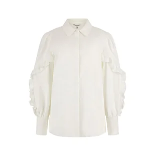 Damska Koszula GUESS LS SOPHIA RUFFLE SLV BUTTON UP W4RH03WAF10-G011 – Biały - Koszule damskie - miniaturka - grafika 1