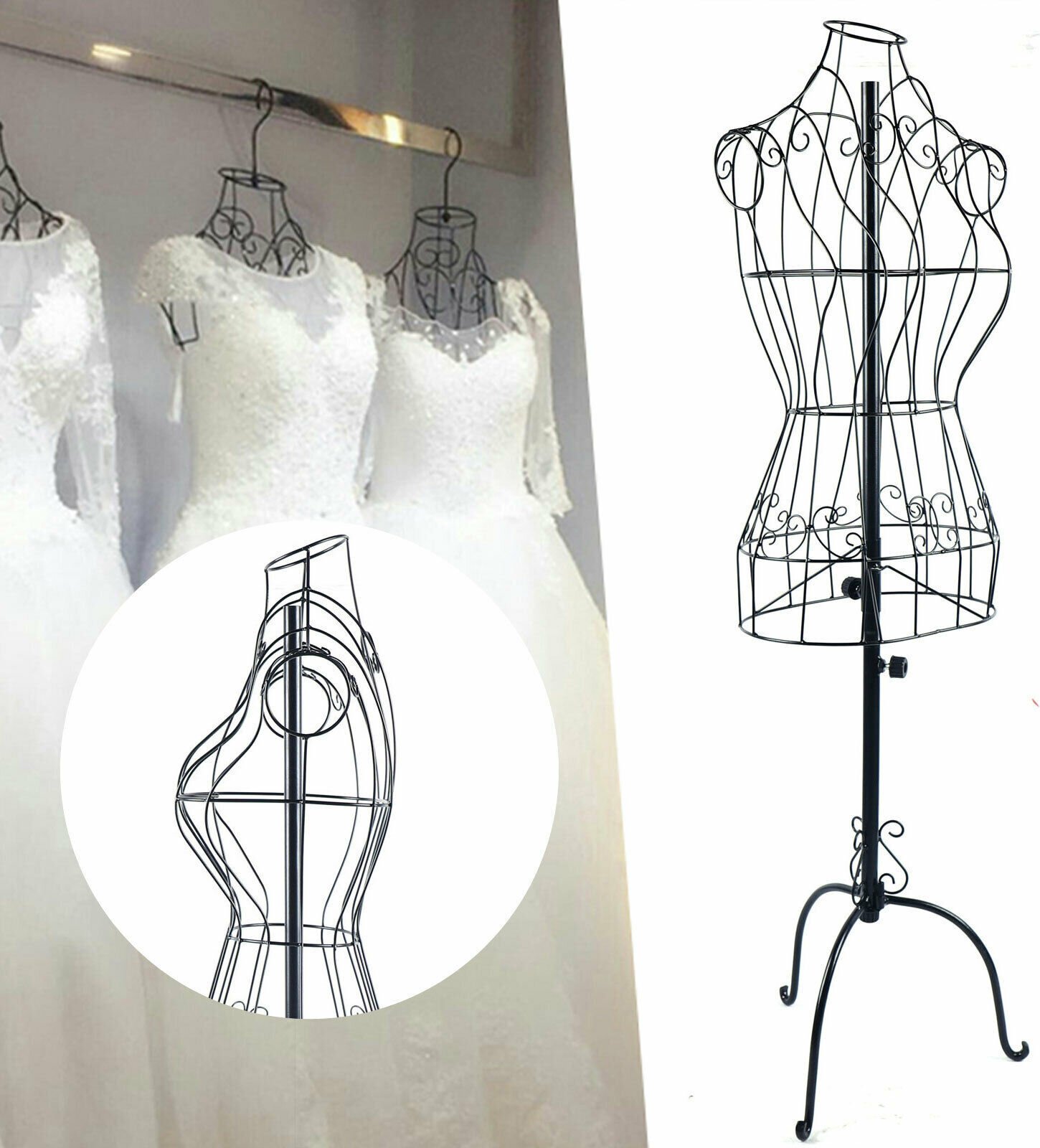 Manekin krawiecki stojak na ubrania manekin damski czarny metalowy dekoracyjny biust vintage damski biust krawcowa biust