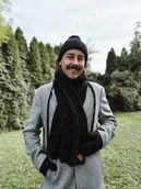 Apaszki i szaliki męskie - Męski szal MERINO Czarny szalik - miniaturka - grafika 1