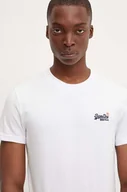 Koszulki męskie - Superdry t-shirt bawełniany męski kolor biały z aplikacją M1012078A-01C - miniaturka - grafika 1